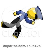 Poster, Art Print Of Yellow Police Man Running While Falling Down