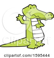 Poster, Art Print Of Cartoon Alligator School Sports Mascot Waving