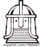 Clipart Of A Cartoon Black And White Helmeted Face Gladiator School Sports Mascot Royalty Free Vector Illustration