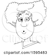 Clipart Of A Cartoon Lineart Surprised Black Woman Royalty Free Vector Illustration