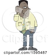 Poster, Art Print Of Cartoon Black Business Man Cupping His Ear To Listen