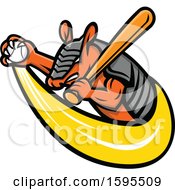 Tough Armadillo Mascot Holding A Baseball And Bat