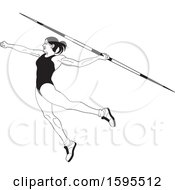 Poster, Art Print Of Black And White Female Athlete Throwing A Javelin
