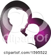 Poster, Art Print Of Silhouetted Mother Holding A Baby Over A Heart