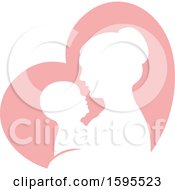 Silhouetted Mother Holding A Baby Over A Pink Heart