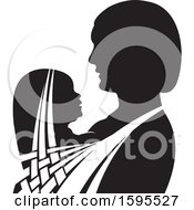 Black And White Silhouetted Mother Holding A Child