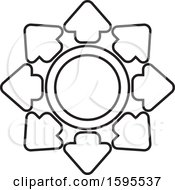 Clipart Of A Circle Of Black And White Lineart Arrows Royalty Free Vector Illustration by Lal Perera