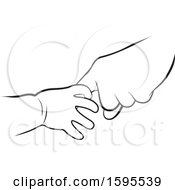 Clipart Of Black And White Baby And Elder Hands Royalty Free Vector Illustration by Lal Perera