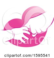 Poster, Art Print Of Clipart Of  Baby And Elder Hands Over A Heart Royalty Free Vector Illustration