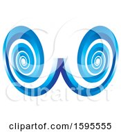 Clipart Of A Blue Mirrored Swirl Design Royalty Free Vector Illustration