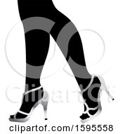 Poster, Art Print Of Pair Of Legs With Silver High Heels