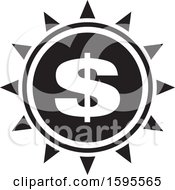 Poster, Art Print Of Black And White Usd Dollar Symbol Sun Icon