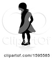 Clipart Of A Silhouetted Girl With A Reflection Or Shadow On A White Background Royalty Free Vector Illustration