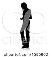 Clipart Of A Silhouetted Teenager With A Reflection Or Shadow On A White Background Royalty Free Vector Illustration