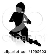 Poster, Art Print Of Silhouetted Teenager With A Reflection Or Shadow On A White Background
