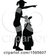 Clipart Of A Silhouetted Female Golfer Royalty Free Vector Illustration