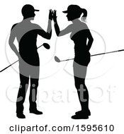 Poster, Art Print Of Silhouetted Couple Golfing