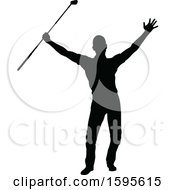 Clipart Of A Silhouetted Male Golfer Royalty Free Vector Illustration by AtStockIllustration