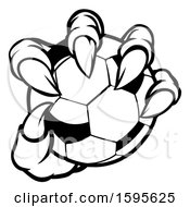 Poster, Art Print Of Black And White Monster Claw Holding A Soccer Ball
