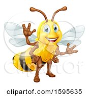 Poster, Art Print Of Happy Friendly Bee Mascot Waving