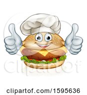 Clipart Of A Happy Cheeseburger Chef Character Giving Two Thumbs Up Royalty Free Vector Illustration by AtStockIllustration