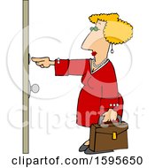 Poster, Art Print Of Cartoon White Sales Woman Ringing A Door Bell