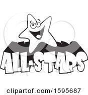 Clipart Of A Black And White Star School Mascot Over Text Royalty Free Vector Illustration by Johnny Sajem