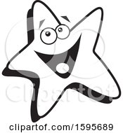 Clipart Of A Black And White Star School Mascot Royalty Free Vector Illustration by Johnny Sajem