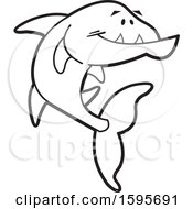 Clipart Of A Black And White Barracuda Fish School Mascot Royalty Free Vector Illustration