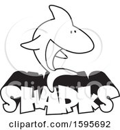 Poster, Art Print Of Black And White Shark School Mascot Over Text