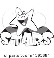 Clipart Of A Black And White Star School Mascot Over Text Royalty Free Vector Illustration by Johnny Sajem