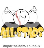 Clipart Of A Baseball School Mascot On All Stars Text Royalty Free Vector Illustration by Johnny Sajem