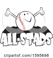 Poster, Art Print Of Baseball School Mascot On All Stars Text
