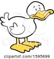 Clipart Of A White Duck Royalty Free Vector Illustration by Johnny Sajem