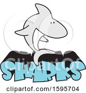 Poster, Art Print Of Shark School Mascot Over Blue Text