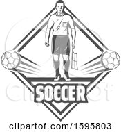 Clipart Of A Grayscale Soccer Design Royalty Free Vector Illustration