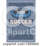 Clipart Of A Vintage Styled Soccer Background Template Royalty Free Vector Illustration