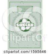 Clipart Of A Vintage Styled Soccer Background Template Royalty Free Vector Illustration