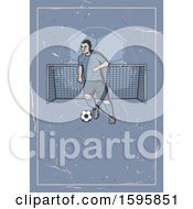 Clipart Of A Vintage Styled Soccer Background Template Royalty Free Vector Illustration by Vector Tradition SM