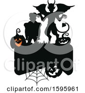 Clipart Of A Silhouetted Halloween Design Royalty Free Vector Illustration