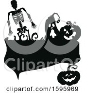 Clipart Of A Silhouetted Halloween Design Royalty Free Vector Illustration