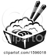 Clipart Of A Black And White Sushi Design Royalty Free Vector Illustration