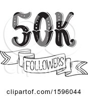 Clipart Of A Black And White Social Media Followers Design Royalty Free Vector Illustration