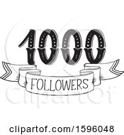 Clipart Of A Black And White Social Media Followers Design Royalty Free Vector Illustration