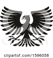 Clipart Of A Black And White Heraldic Eagle Royalty Free Vector Illustration