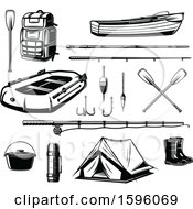 Poster, Art Print Of Black And White Camping And Outdoor Designs