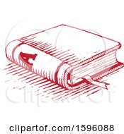 Clipart Of A Sketched Red Book Royalty Free Vector Illustration by cidepix