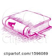 Clipart Of A Sketched Pink Book Royalty Free Vector Illustration