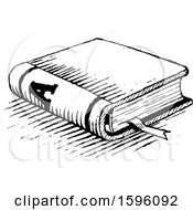 Clipart Of A Sketched Black And White Book Royalty Free Vector Illustration