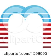 Clipart Of A Striped Blue And Red Letter M Logo Royalty Free Vector Illustration